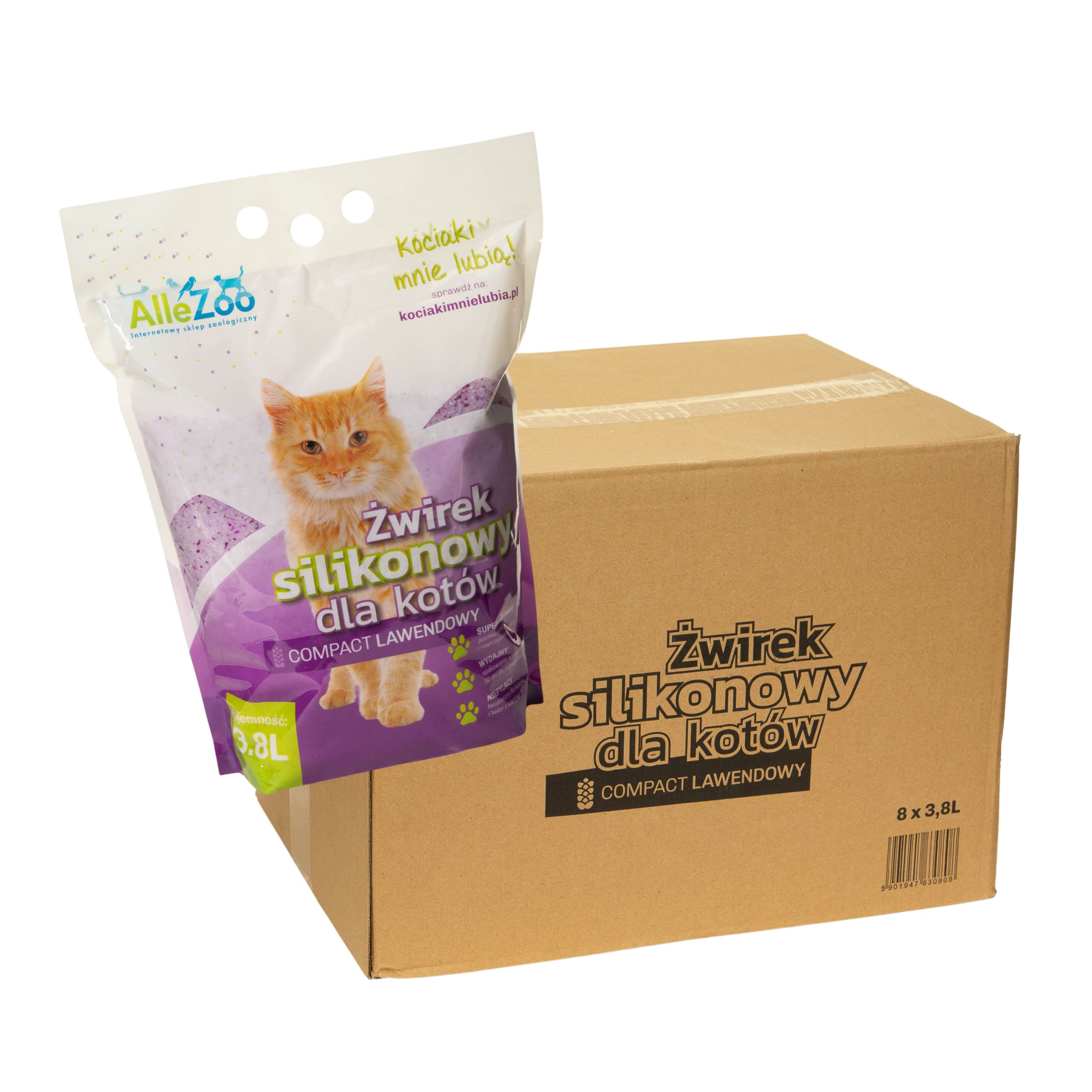 AlleZoo ŻWIREK SILIKONOWY Compact Lawendowy 8×3,8L