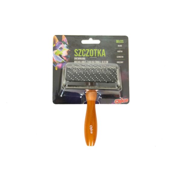 CHICO Szczotka drewniana mięki drut z kulką SMALL 8,9cm