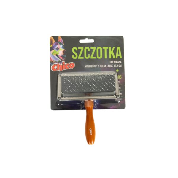 CHICO Szczotka drewniana miękki drut z kulką LARGE 12,2cm