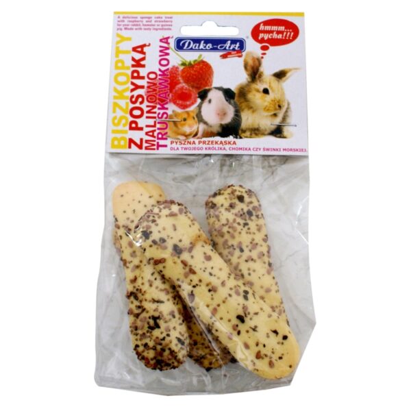 DAKO-ART BISZKOPTY dla gryzoni z posypką TRUSKAWKOWO-MALINOWĄ zawieszka 50g