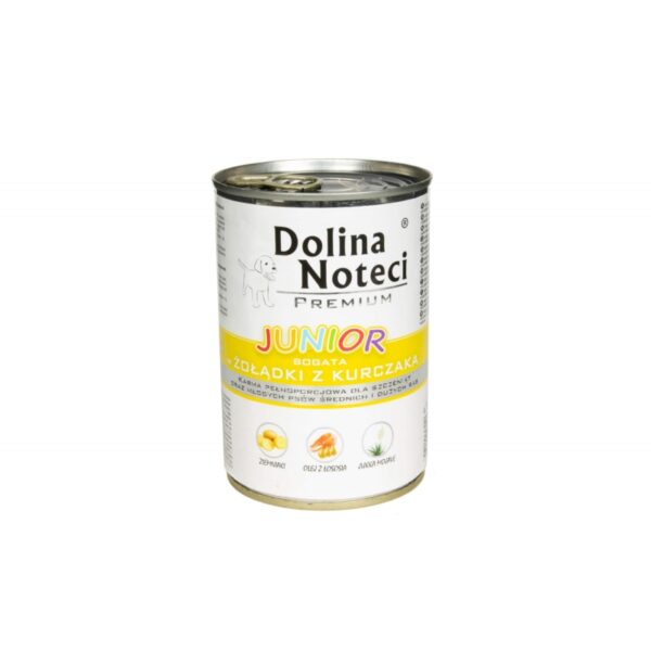 Dolina Noteci Premium JUNIOR Z ŻOŁĄDKAMI Z KURCZAKA 400g