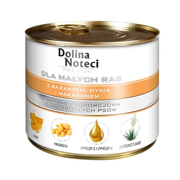 Dolina Noteci Premium MAŁE RASY ADULT z BAŻANTEM DYNIĄ I MAKARONEM 185g