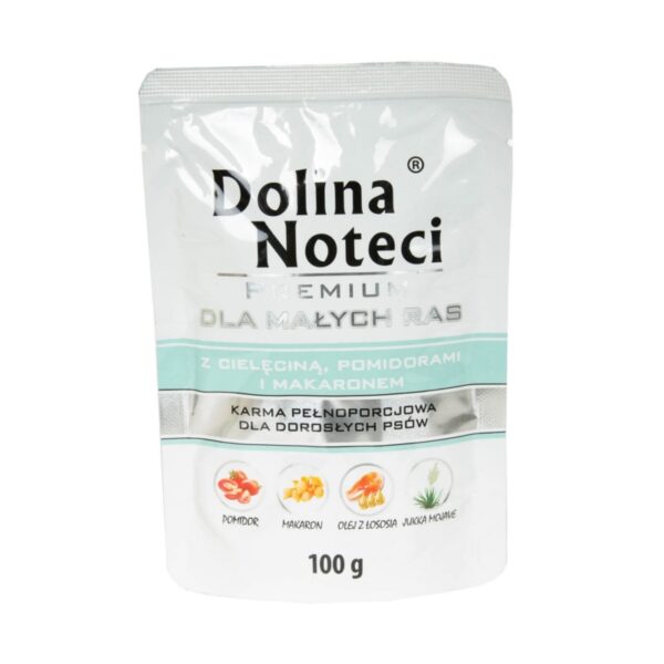 Dolina Noteci Premium MAŁE RASY ADULT z CIELĘCINĄ POMIDORAMI I MAKARONEM 100g