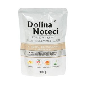 Dolina Noteci Premium MAŁE RASY ADULT z GĘSIĄ ZIEMNIAKAMI I JABŁKIEM 100g