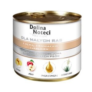 Dolina Noteci Premium MAŁE RASY ADULT z GĘSIĄ ZIEMNIAKAMI I JABŁKIEM 185g