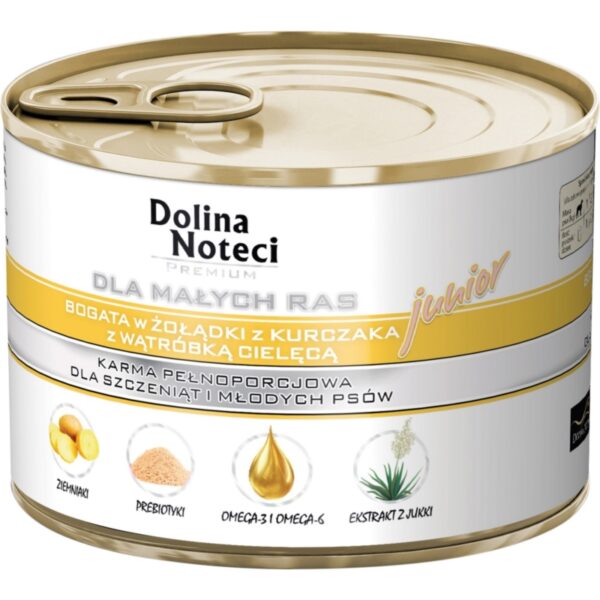 Dolina Noteci Premium MAŁE RASY JUNIOR z KURCZAKIEM WĄTRÓBKĄ I CIELĘCINĄ 185g