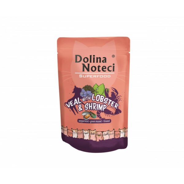 Dolina Noteci Superfood saszetka dla kota CIELĘCINA Z HOMAREM I KREWETKAMI 85g