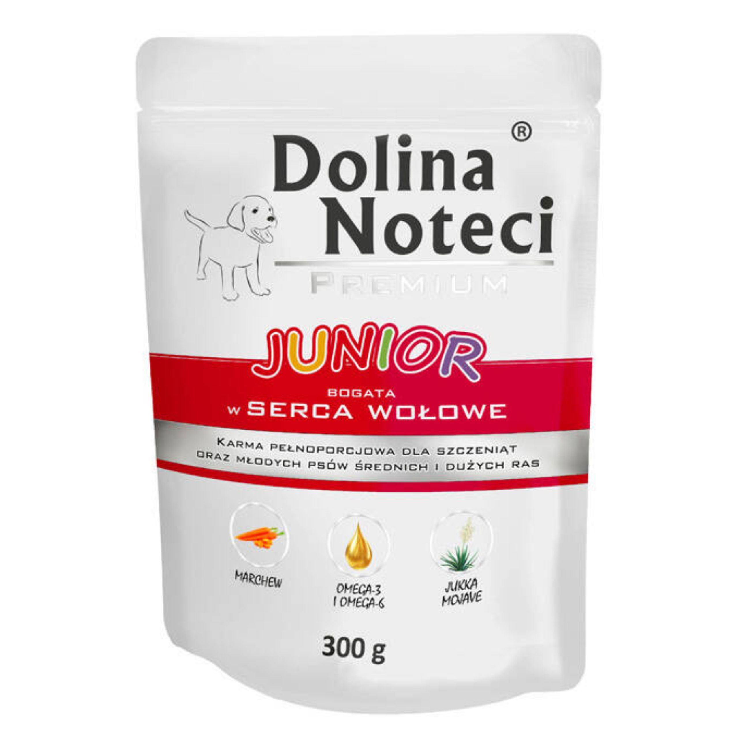 Dolina Noteci Premium JUNIOR saszetka z SERCAMI WOŁOWYMI 300g