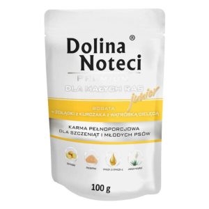 Dolina Noteci Premium MAŁE RASY JUNIOR z ŻOŁĄDKAMI Z KURCZAKA I WĄTRÓBKĄ CIELĘCĄ 100g