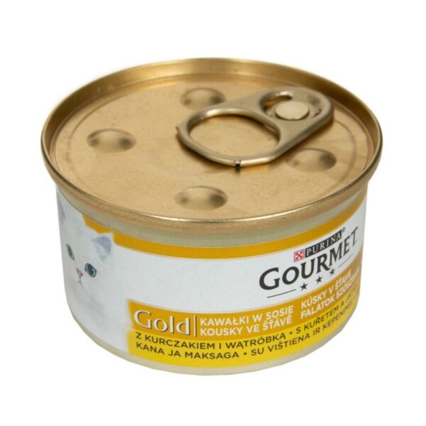 Gourmet GOLD kawałki w sosie z Kurczakiem i Wątróbką 85g