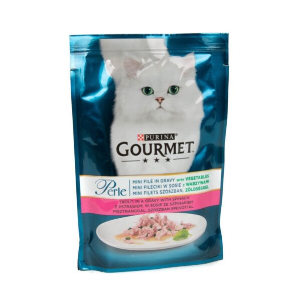 Gourmet PERLE mini fileciki z pstrągiem i szpinakiem 85g