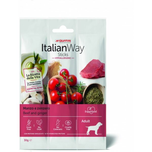 ITALIAN WAY Kabanosy z wołowiną i imbirem 3x10g