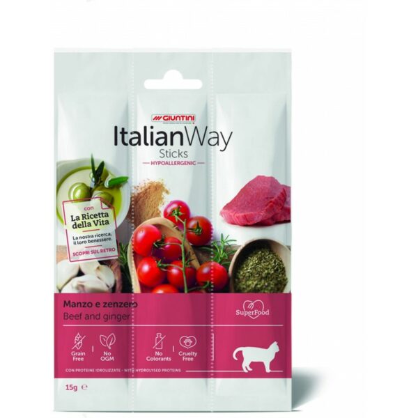 ITALIAN WAY Kabanosy z wołowiną i imbirem 3x5g