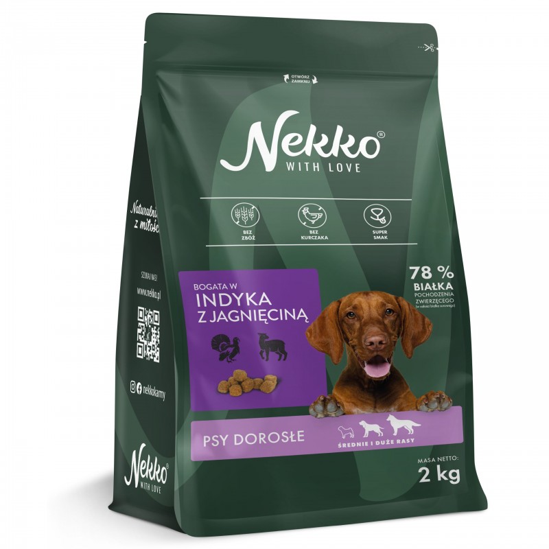NEKKO GF Adult średnie duże rasy Indyk Jagnięcina 2kg