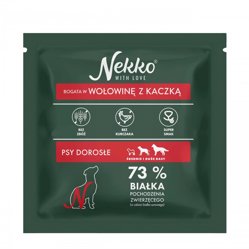 NEKKO GF Adult średnie duże rasy Wołowina Kaczka 70g