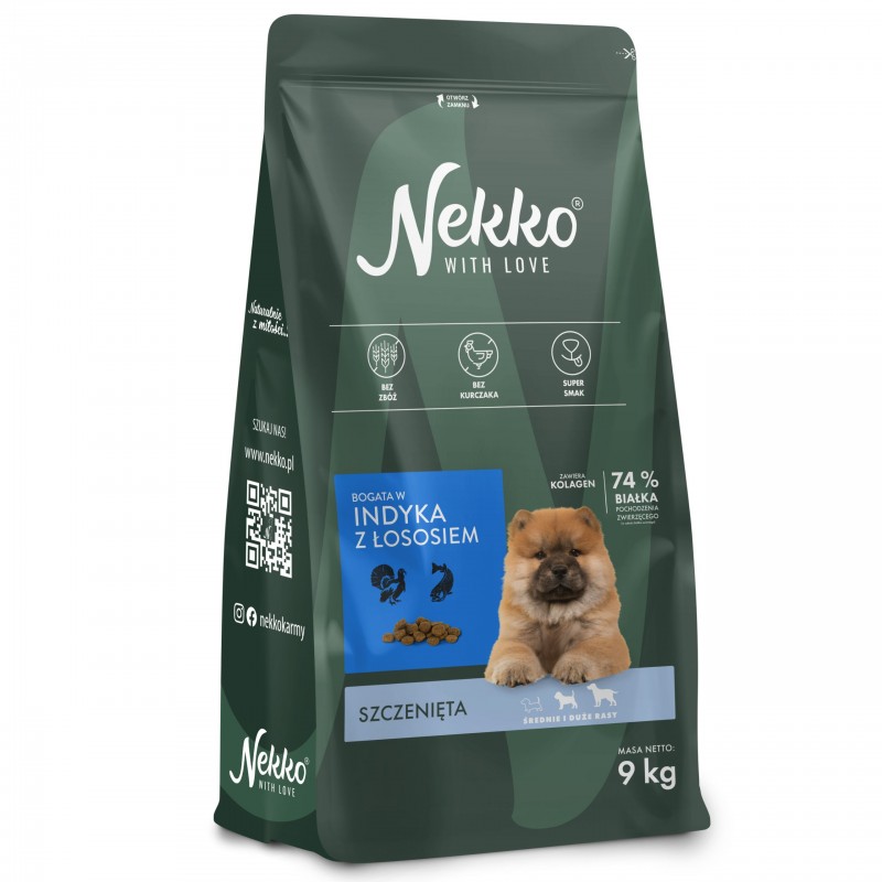 NEKKO GF Puppy średnie duże rasy Indyk Łosoś 9kg