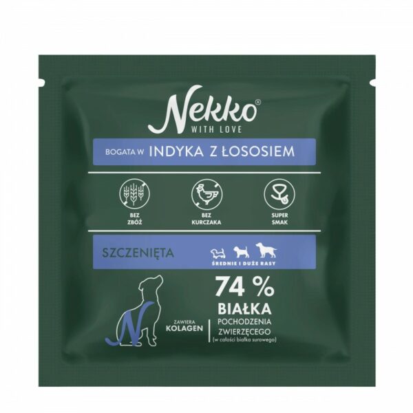NEKKO Puppy średnie duże rasy Indyk Łosoś 70g