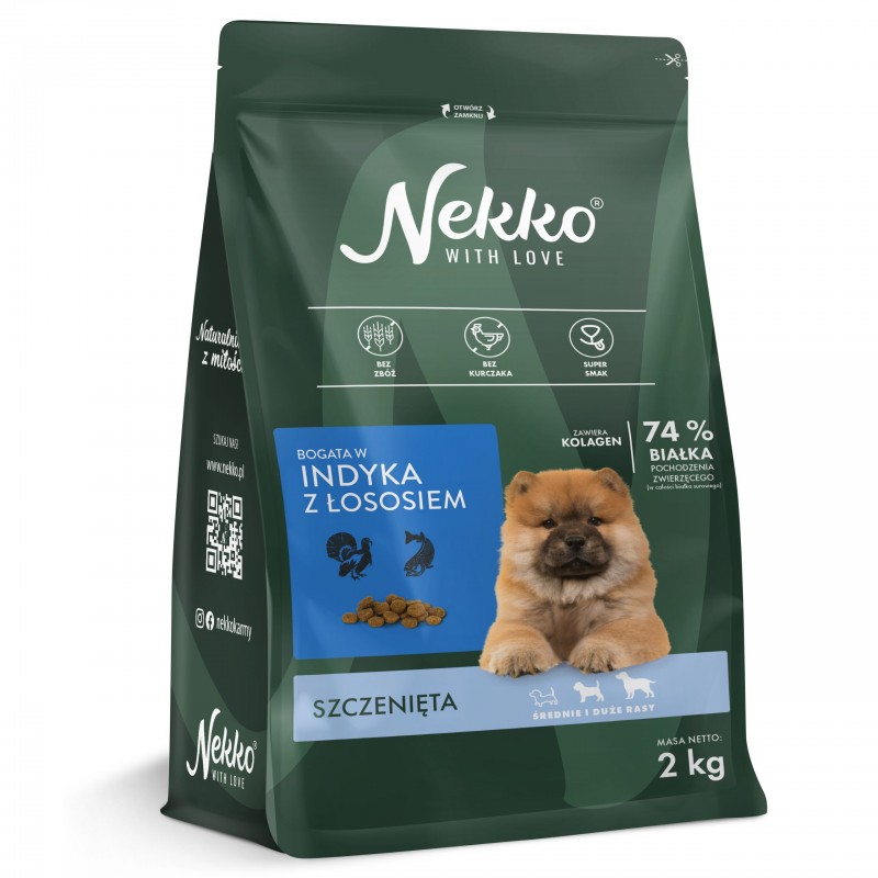 NEKKO GF Puppy średnie duże rasy Indyk Łosoś 2kg