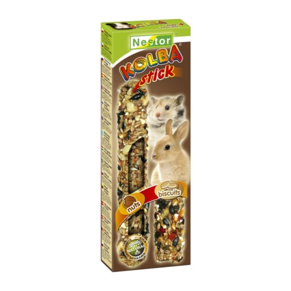 Nestor Kolba dla gryzoni 2w1 Biszkoptowa + Orzechowa 2szt