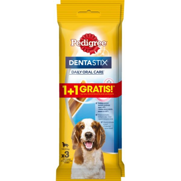 PEDIGREE przysmak DentaStix ŚREDNIE RASY 77g 1+1 Gratis!