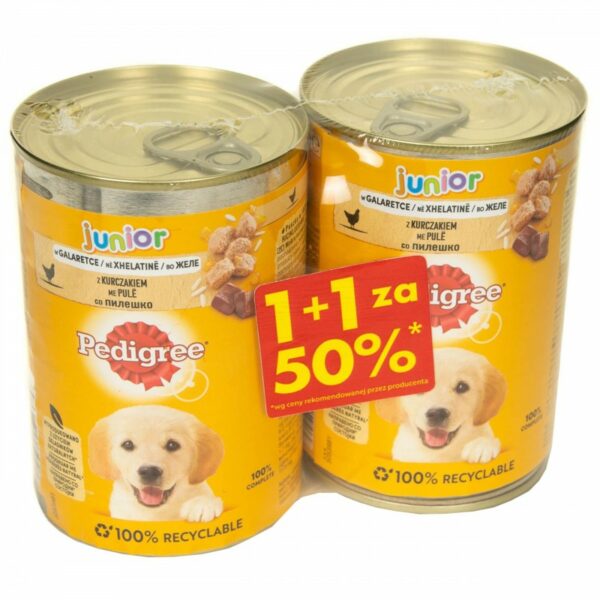 PEDIGREE puszka JUNIOR z kurczakiem w galaretce 400g+400g