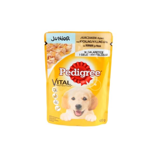 PEDIGREE saszetka JUNIOR z kurczakiem i ryżem w galaretce 100g