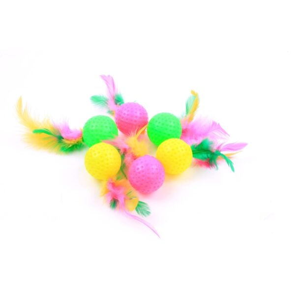Piłeczki z piórkiem dla kota 4cm 6szt