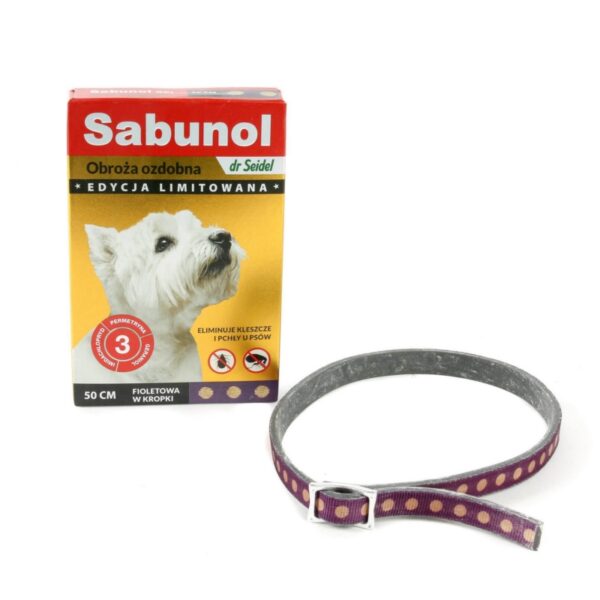 Sabunol obroża dla psa Ozdobna Fioletowa w kropki 50cm