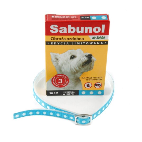 Sabunol obroża dla psa Ozdobna Niebieska w kropki 50cm