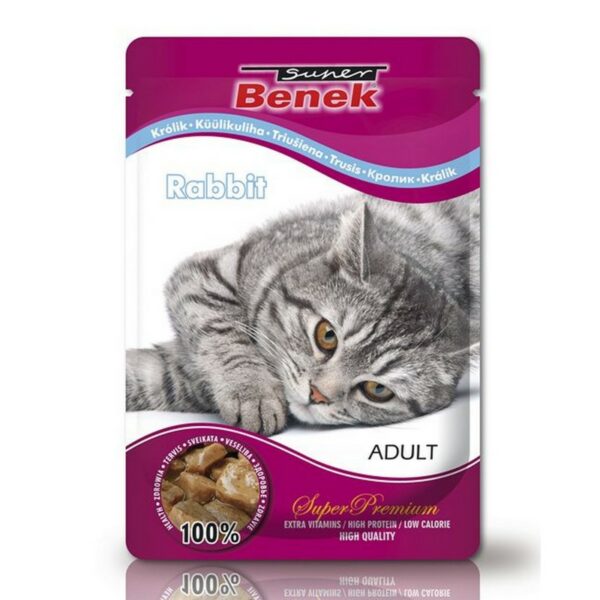 SUPER BENEK Saszetka dla kota ADULT królik 100g