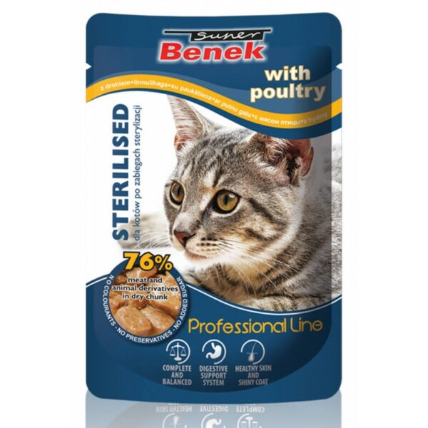 SUPER BENEK Saszetka dla kota ADULT STERILISED 100g