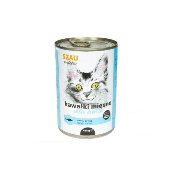 SZAU MIAU karma ŁOSOŚ PSTRĄG kawałki w sosie 415g