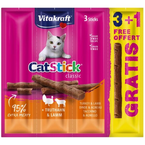 Vitakraft Cat Stick Indyk i Jagnięcina 3+1 Gratis