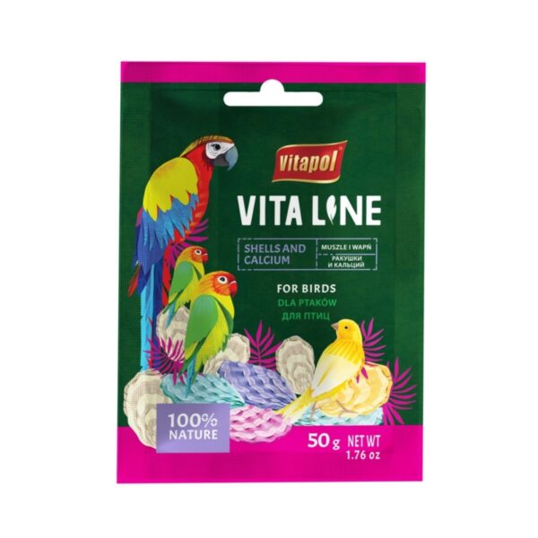Vitapol WITAMINY dla ptaków MUSZLE + WAPNO 50g