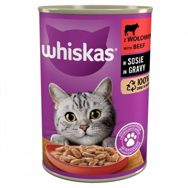 WHISKAS puszka WOŁOWINA w sosie 400g