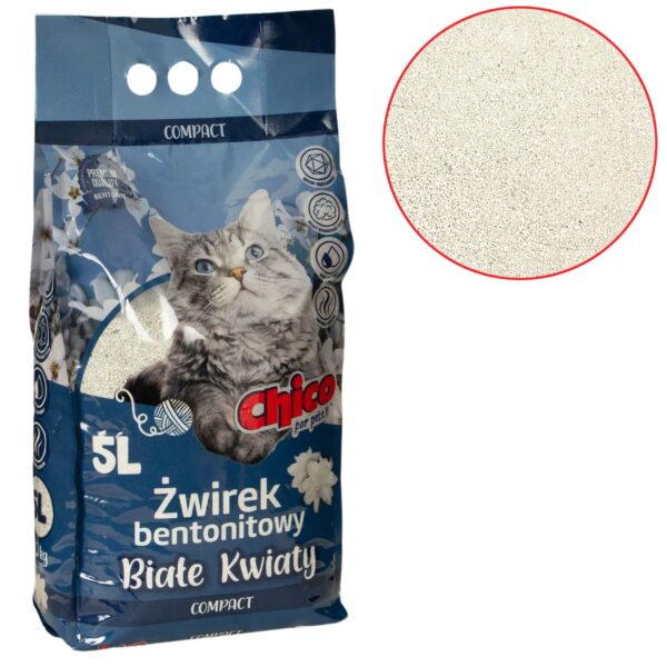 CHICO żwirek Bentonitowy Compact Białe Kwiaty 5L