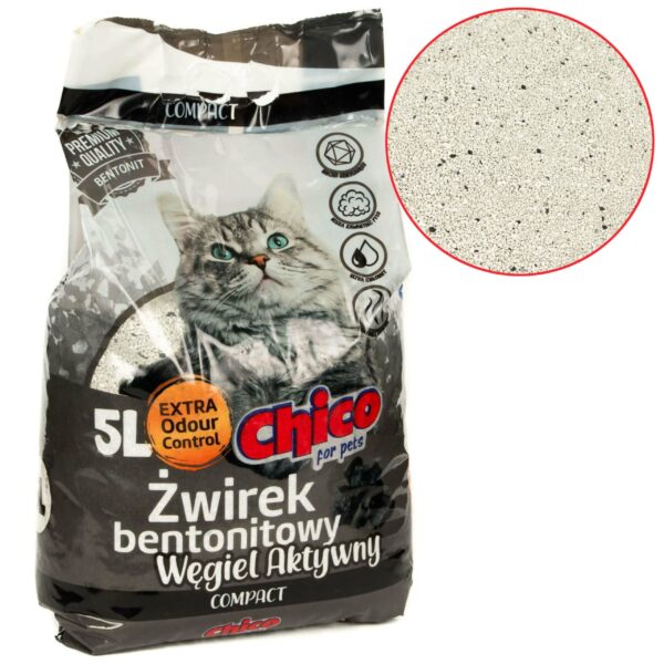CHICO żwirek BENTONITOWY Compact Węgiel Aktywny